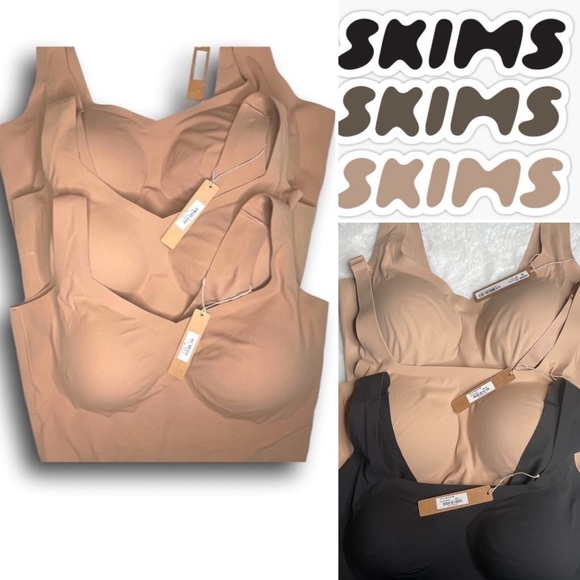 SKIMS Other - SKIMS Naked Plunge/ Scoop Neck/ Bra Tank Wireless Bra: Sienna, Clay or Onyx. NWT